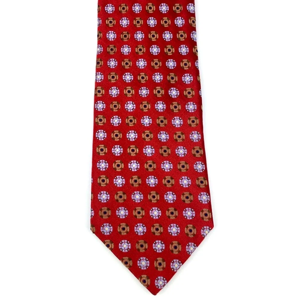IKE BEHAR New York Red Tie 100% Imported Silk Hand Tailored Woven Mens Necktie